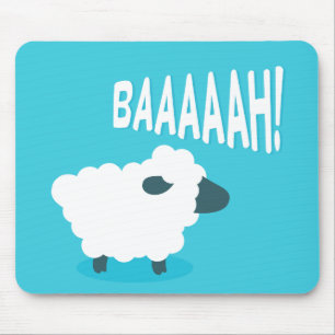 Cute funny blue cartoon bleating sheep mouse pad