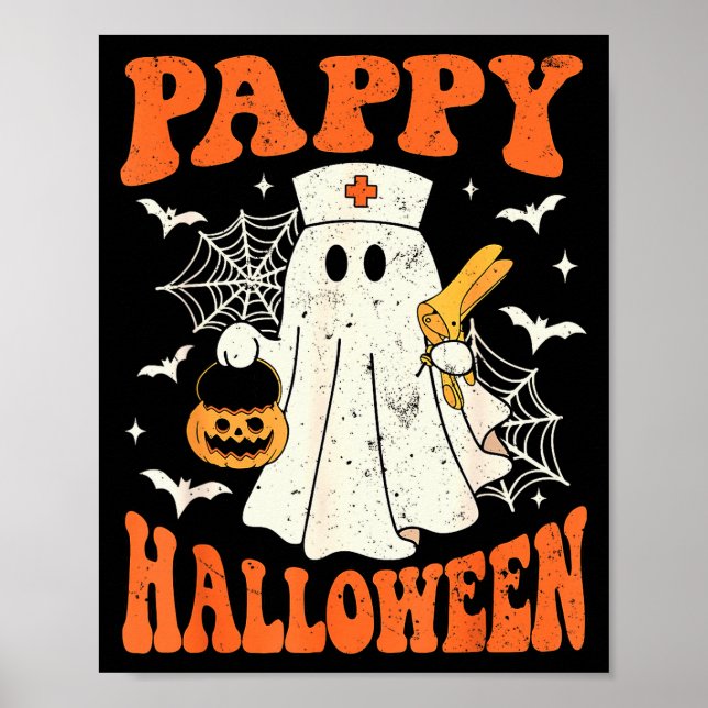 Cute Funny Boo Ghost Nurses Pappy Halloween Obgyn  Poster (Front)