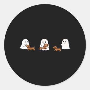 Cute Funny Boo Ghosts Walking Dachshund Dog Lovers Classic Round Sticker