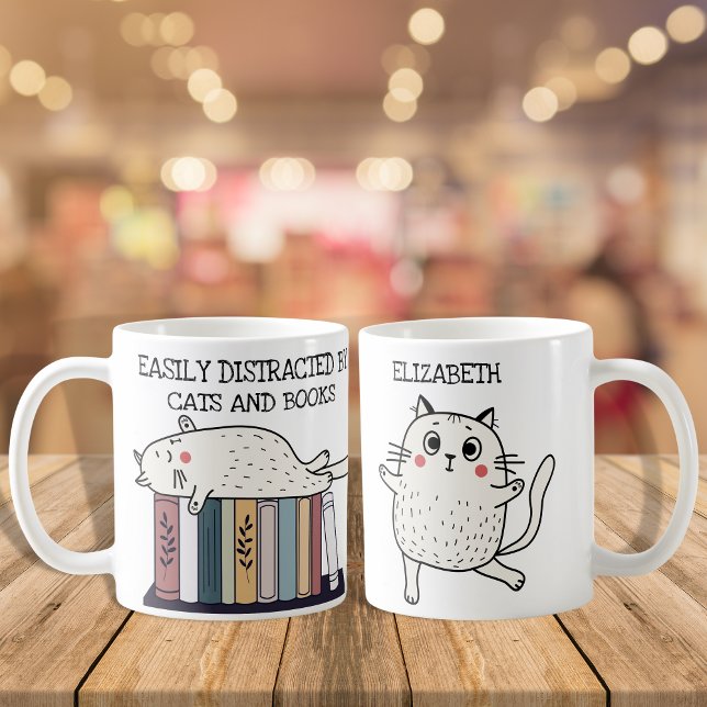 Cute Funny Book Cat Lover Quote Bookworm Name Coffee Mug (Creator Uploaded)