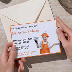 Cute Funny  Boys Photo Birthday Invitation
