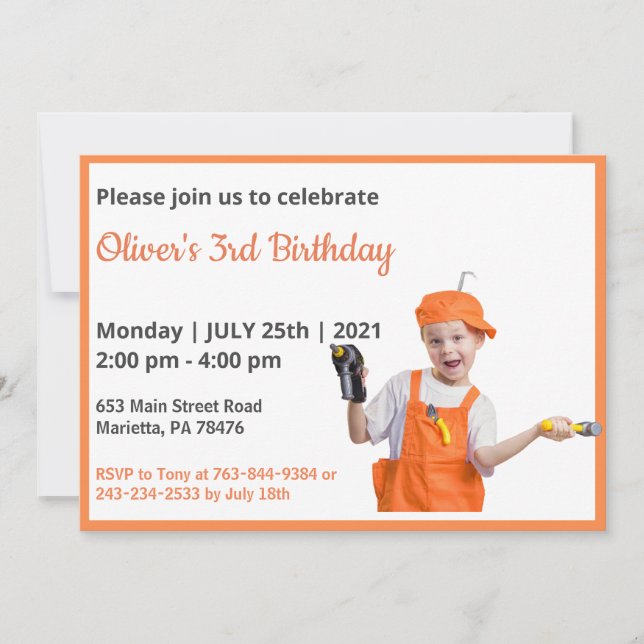 Cute Funny |Boys Photo Birthday Invitation (Front)