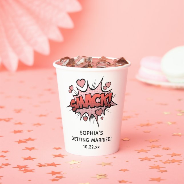 Cute Funny Bridal Shower Retro Wedding Paper Cups (Insitu)
