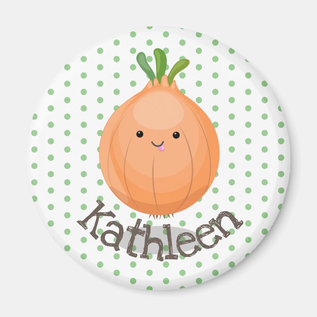 Cute funny brown onion cartoon illustration magnet (Front)