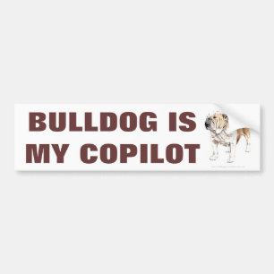 Cute Funny Bulldog Is My Copilot Bumper Stickers