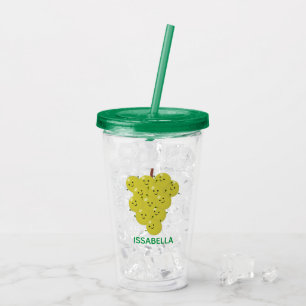 Cute funny bunch of grapes cartoon illustration acrylic tumbler