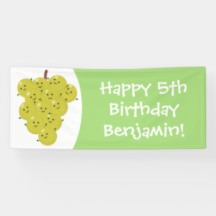 Cute funny bunch of grapes cartoon illustration banner