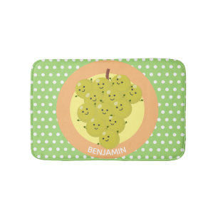 Cute funny bunch of grapes cartoon illustration bath mat