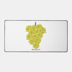 Cute funny bunch of grapes cartoon illustration desk mat