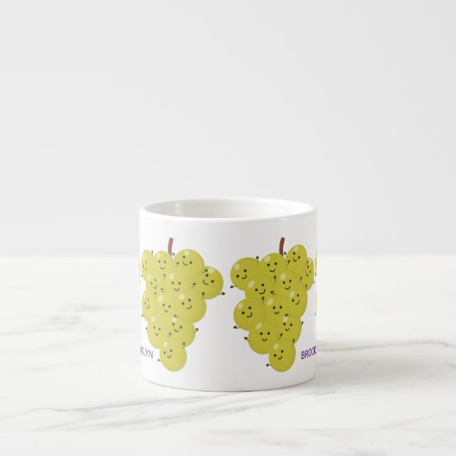 Cute funny bunch of grapes cartoon illustration espresso cup (Front)