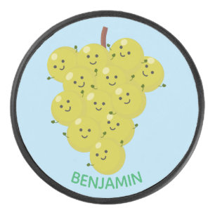 Cute funny bunch of grapes cartoon illustration hockey puck