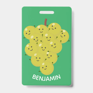 Cute funny bunch of grapes cartoon illustration ID badge
