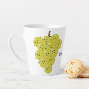 Cute funny bunch of grapes cartoon illustration latte mug