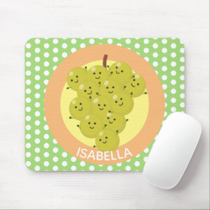 Cute funny bunch of grapes cartoon illustration mouse pad