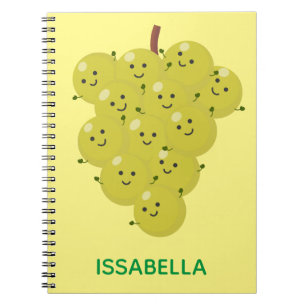 Cute funny bunch of grapes cartoon illustration notebook