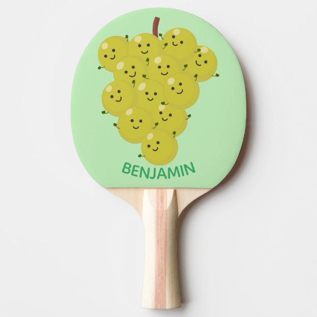 Cute funny bunch of grapes cartoon illustration ping pong paddle (Front)