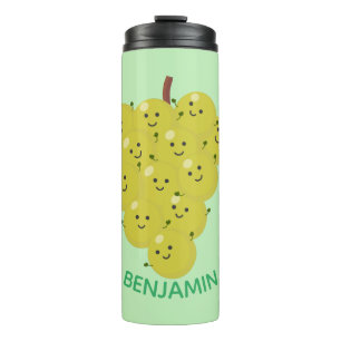 Cute funny bunch of grapes cartoon illustration thermal tumbler