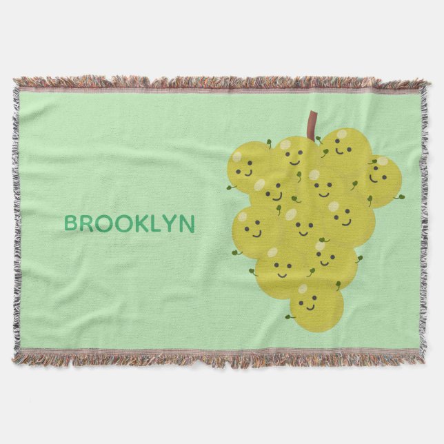 Cute funny bunch of grapes cartoon illustration throw blanket (Front)