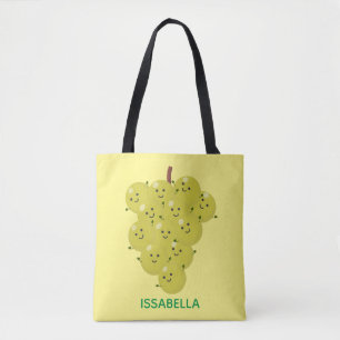 Cute funny bunch of grapes cartoon illustration tote bag