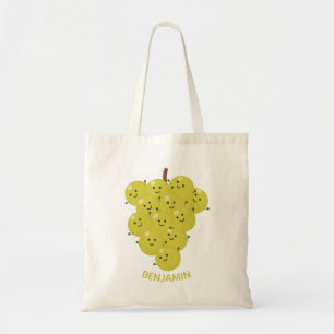 Cute funny bunch of grapes cartoon illustration tote bag