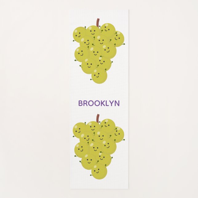 Cute funny bunch of grapes cartoon illustration yoga mat (Front)