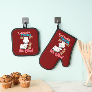 Cute Funny Bunny I Just Want To Touch Your Butt Oven Mitt & Pot Holder Set