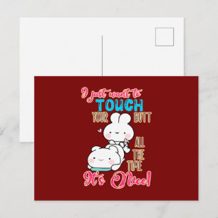 Cute Funny Bunny I Just Want To Touch Your Butt Postcard