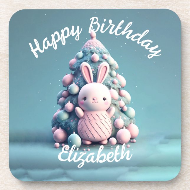 Cute ,funny ,bunny , kawaii style  coaster (Front)