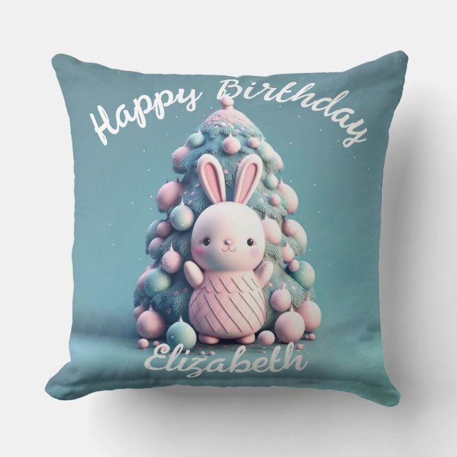 Cute ,funny ,bunny , kawaii style throw pillow (Front)