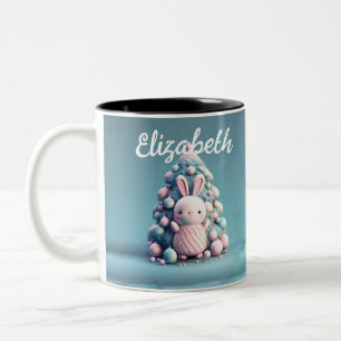 Cute ,funny ,bunny , kawaii style  Two-Tone coffee mug