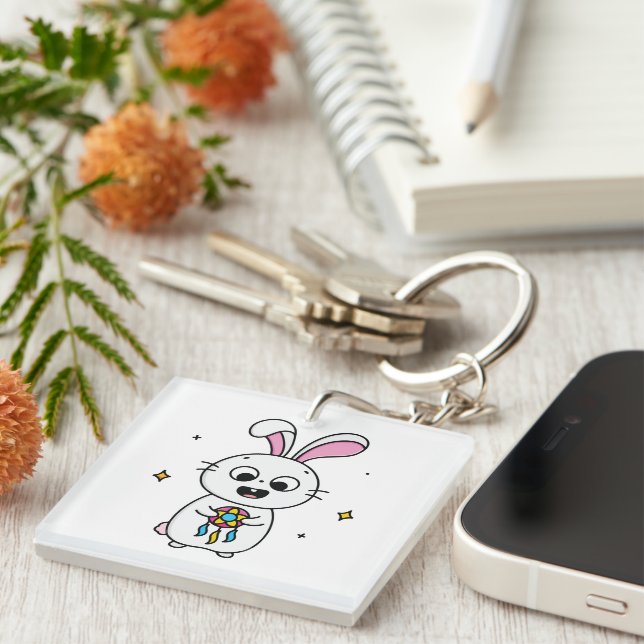 Cute & Funny Bunny Key Ring (Front Right)