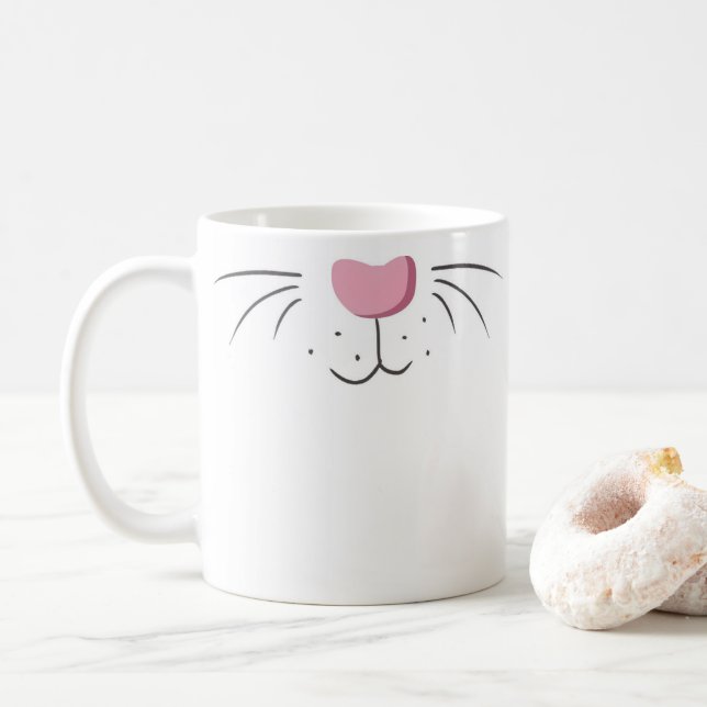 Cute Funny Bunny Rabbit Nose Emoji Coffee Mug (With Donut)