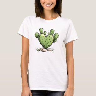 Cute Funny Cactus Heart Valentine's Day T-Shirt