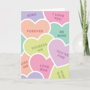 Cute Funny Candy Hearts Messages Valentine's Day Holiday Card
