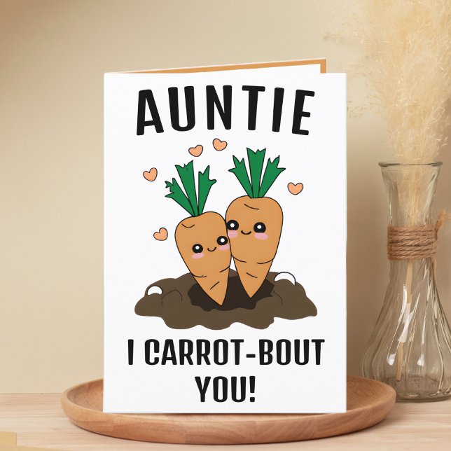 Cute Funny Carrot Pun Aunt Happy Birthday Thank You Card (cute funny carrot birthday card for aunt)