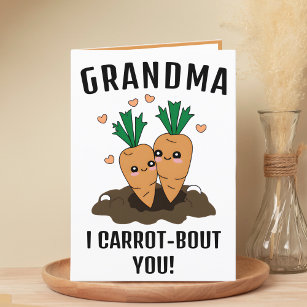 Cute Funny Carrot Pun Grandmother Happy Birthday Thank You Card
