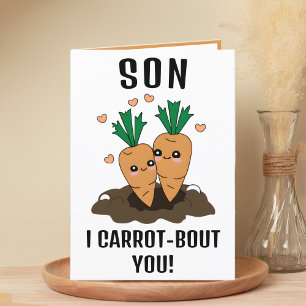Cute Funny Carrot Pun Son Happy Birthday Thank You Card