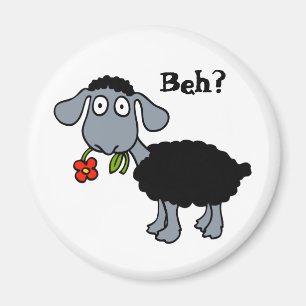 Cute Funny Cartoon Black Sheep Flower Customisable Magnet