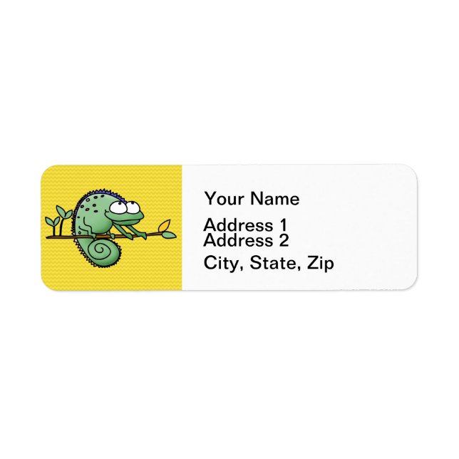Cute Funny Cartoon Chameleon Green Lizard Return Address Label (Front)