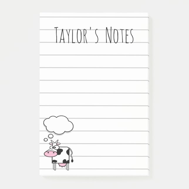 Cute Funny Cartoon Cow with Udders Post-it Notes (Front)