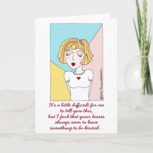 Cute Funny Cartoon Girl Love Crush Kisses Holiday Card