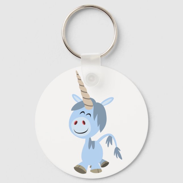 Cute Funny Cartoon Unicorn Keychain (Front)