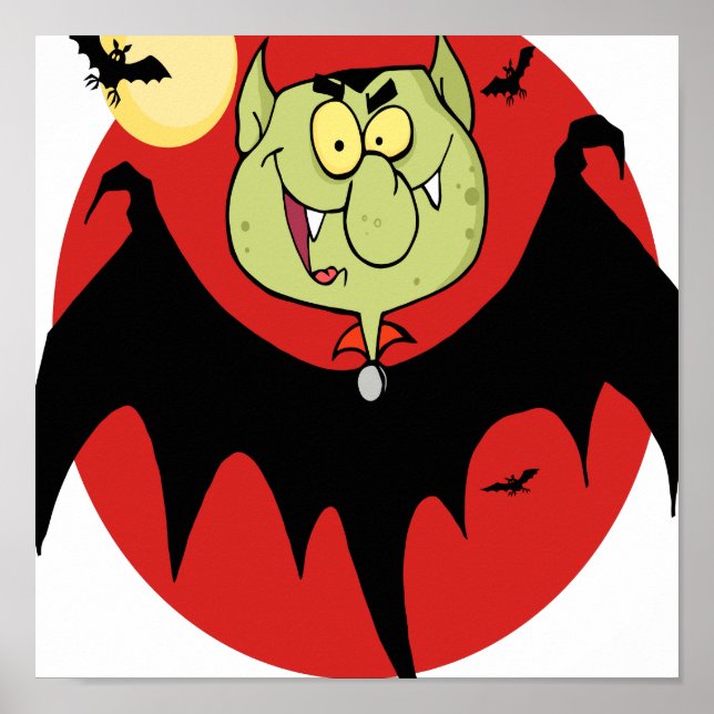 cute funny cartoon vampire bat character poster (Front)