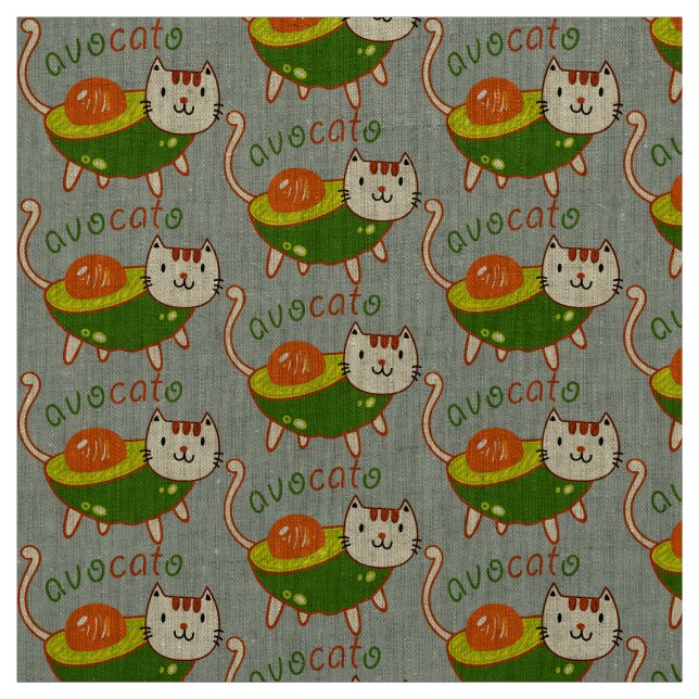 Cute funny cat avocado "Avocato" Fabric (Swatch)
