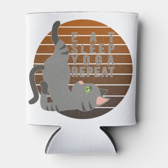 Cute funny cat doing yoga. funny yoga design can cooler (Front)