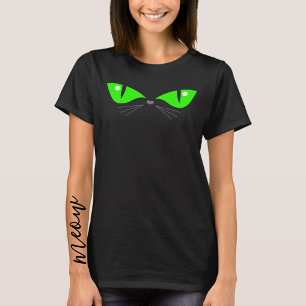 Cute Funny Cat Eyes Green Halloween Costume T-Shirt
