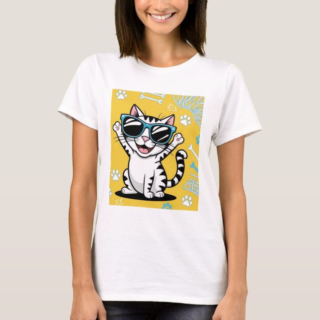 Cute funny cat joke sunglasses  T-Shirt (Front)