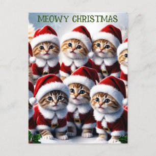 Cute Funny Cat Kitten Meowy Christmas Postcard