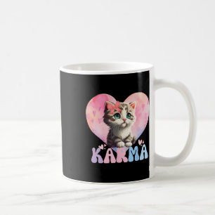 Cute Funny Cat Lover Heart Shape Women Men Karma  Coffee Mug