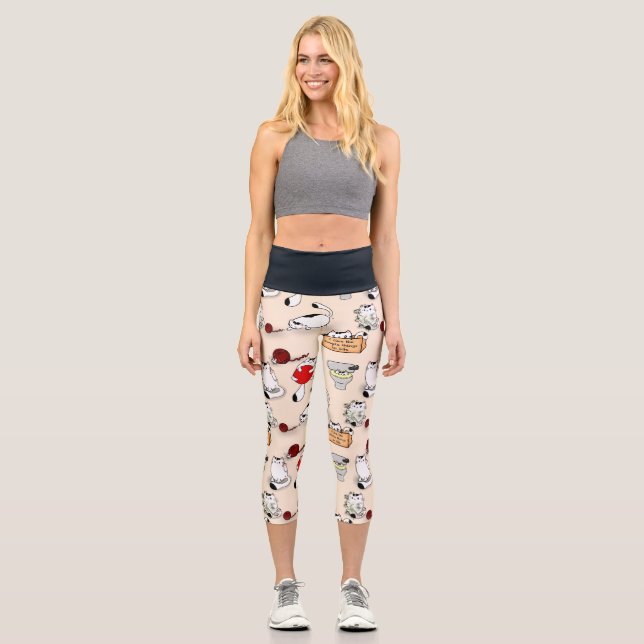 Cute Funny Cat Lovers High Waist Capri Yoga Leggings (Front)